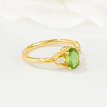 Nature Inspired Heart Cut Peridot Bridal Ring Set - Additional view