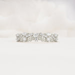 Delicate Marquise Cut Leaf Cluster Half Eternity Moissanite Wedding Band - Additional view