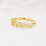 Delicate Marquise Cut Leaf Cluster Half Eternity Moissanite Wedding Band - Additional view