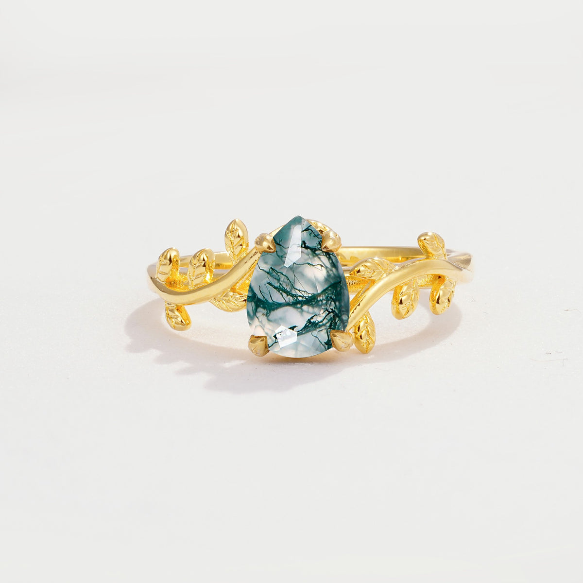 SR17493 Moss Agate Ring - Yellow-Gold