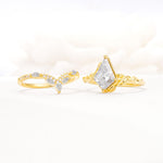 Nature-Inspired Kite Cut Moissanite Bridal Set with Leaf Accents - Additional view