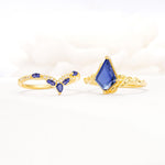 Nature-Inspired Kite Cut Tanzanite Bridal Set with Leaf Accents - Additional view