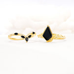 Nature-Inspired Kite Cut Black Onyx Bridal Set with Leaf Accents - Additional view