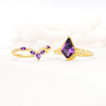 Nature-Inspired Kite Cut Amethyst Bridal Set with Leaf Accents - Additional view