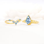 Nature-Inspired Kite Cut Aquamarine Bridal Set with Leaf Accents - Additional view