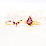Nature-Inspired Kite Cut Ruby Bridal Set with Leaf Accents - Additional view