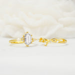 Elegant Long Hexagonal Cut Twisted Vine Moissanite Engagement Ring - White-Gold