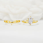 Elegant Long Hexagonal Cut Twisted Vine Moissanite Engagement Ring - Additional view