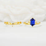 Elegant Long Hexagonal Cut Twisted Vine Sapphire Engagement Ring - Additional view