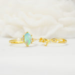 Elegant Long Hexagonal Cut Twisted Vine Fire Opal Engagement Ring - White-Gold
