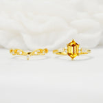 Elegant Long Hexagonal Cut Twisted Vine Citrine Engagement Ring - Additional view