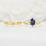 Elegant Long Hexagonal Cut Twisted Vine Tanzanite Engagement Ring - Additional view