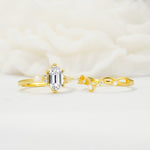 Elegant Long Hexagonal Cut Twisted Vine Lab Diamond Engagement Ring - White-Gold