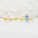 Elegant Long Hexagonal Cut Twisted Vine Aquamarine Engagement Ring - Additional view