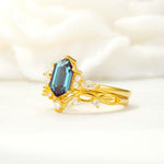 Elegant Long Hexagonal Cut Twisted Vine Alexandrite Engagement Ring - Rose-Gold