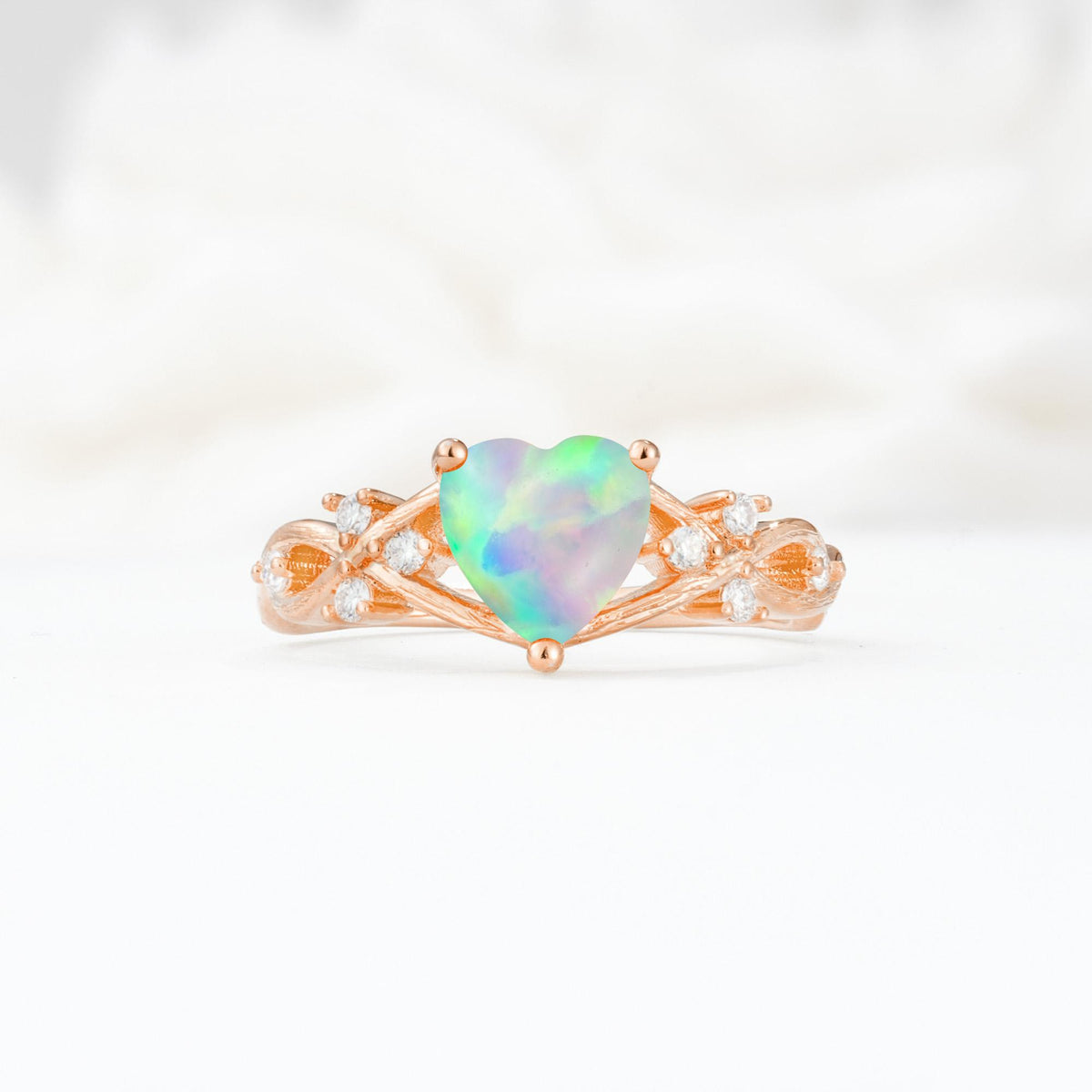 Celtic Knot Heart Shaped Fire Opal Engagement Ring - Additional view