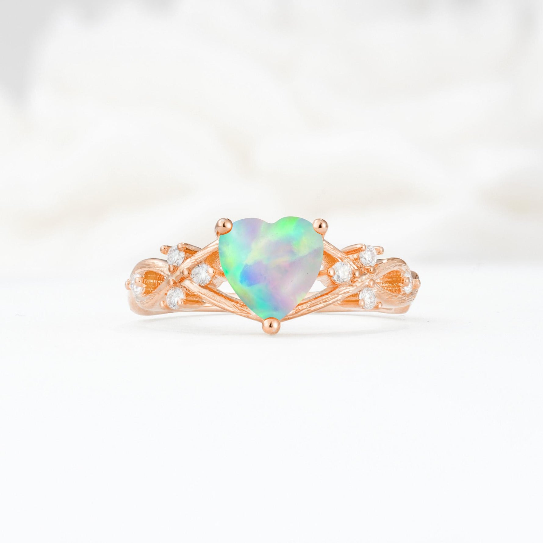 Celtic Knot Heart Shaped Fire Opal Engagement Ring - Additional view