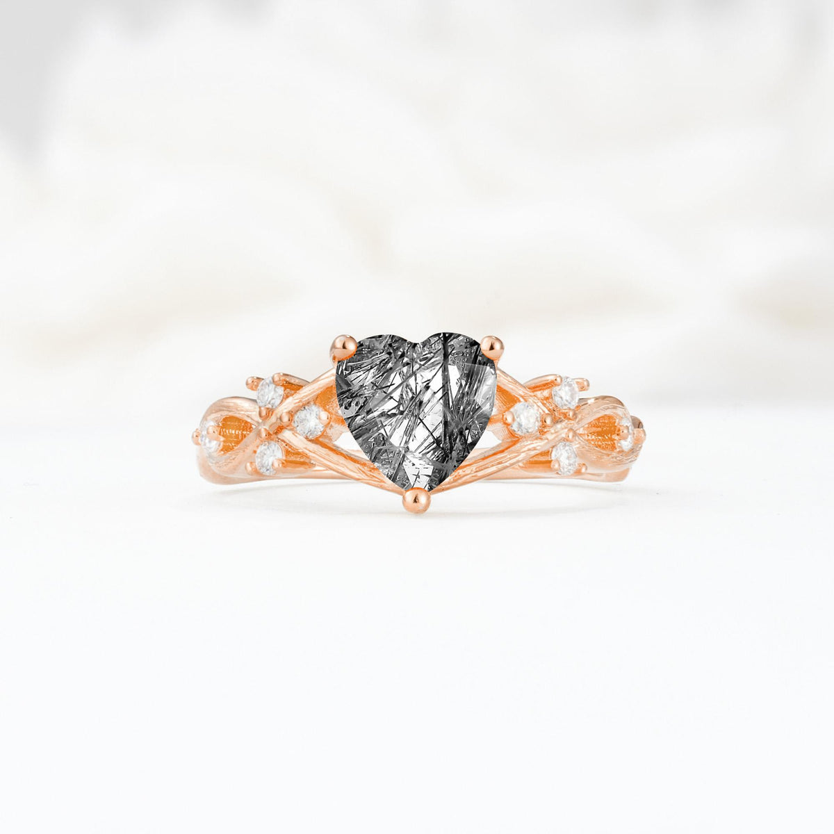 Celtic Knot Heart Shaped Black Rutilated Quartz Engagement Ring - Additional view