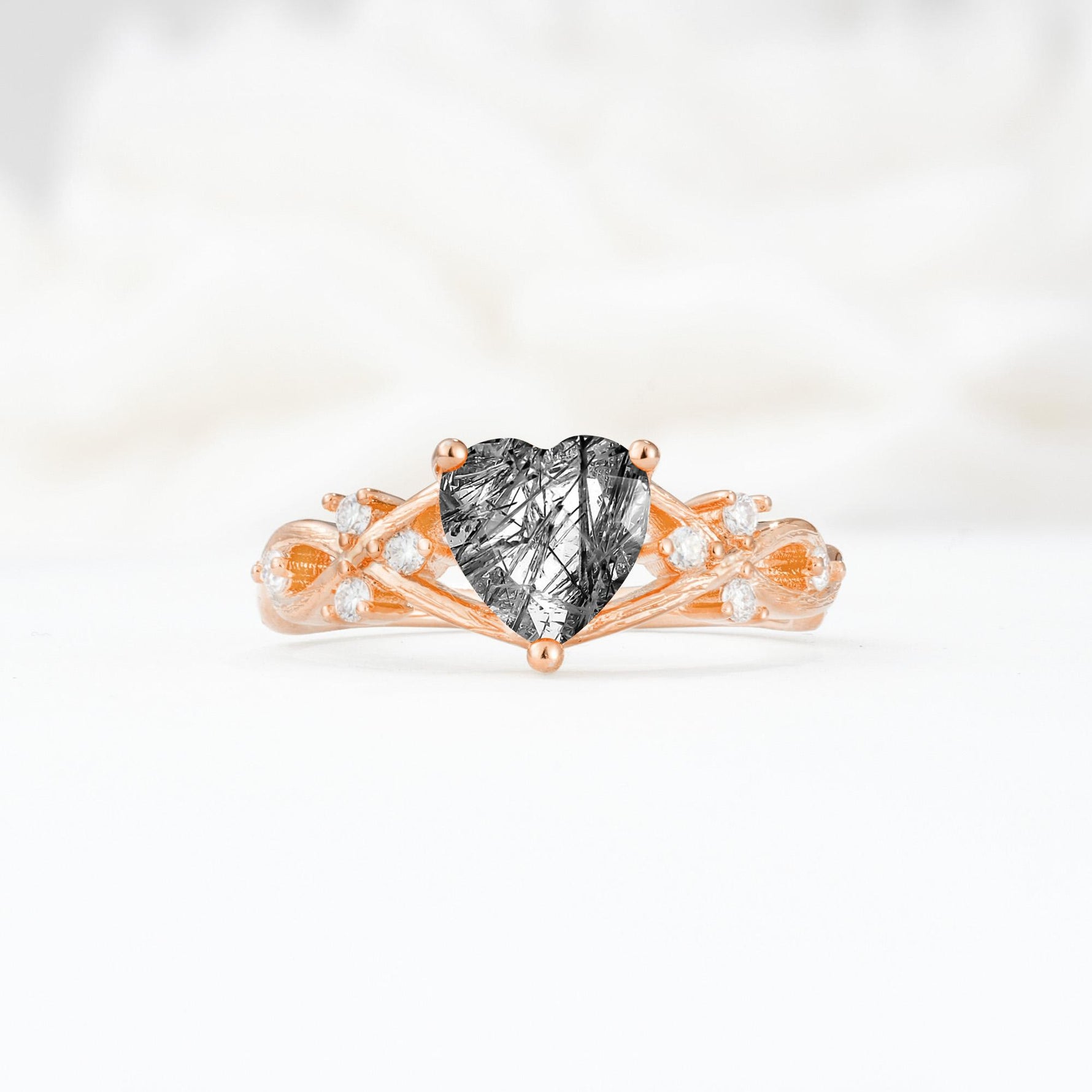 Celtic Knot Heart Shaped Black Rutilated Quartz Engagement Ring - Additional view