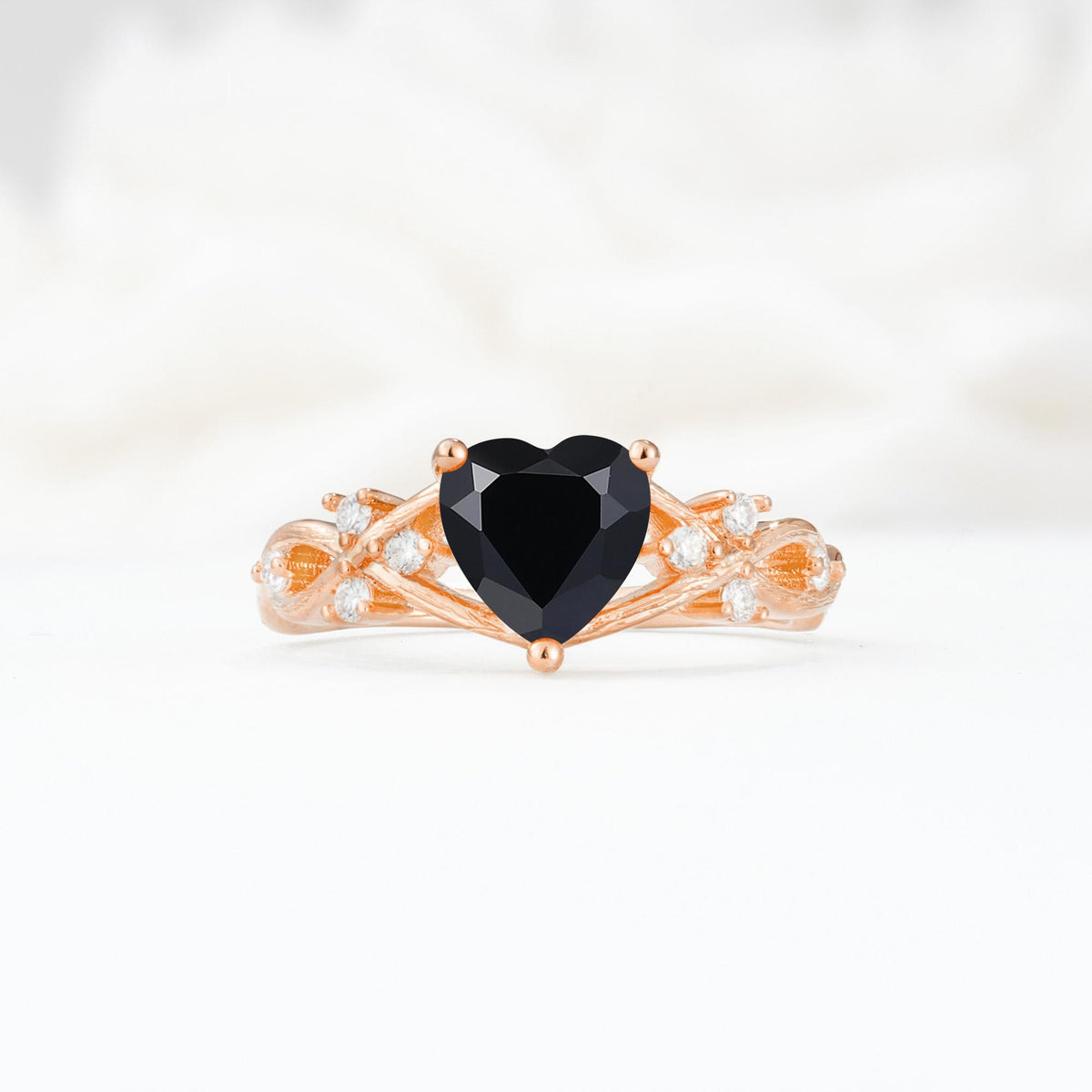 Celtic Knot Heart Shaped Black Onyx Engagement Ring - Additional view