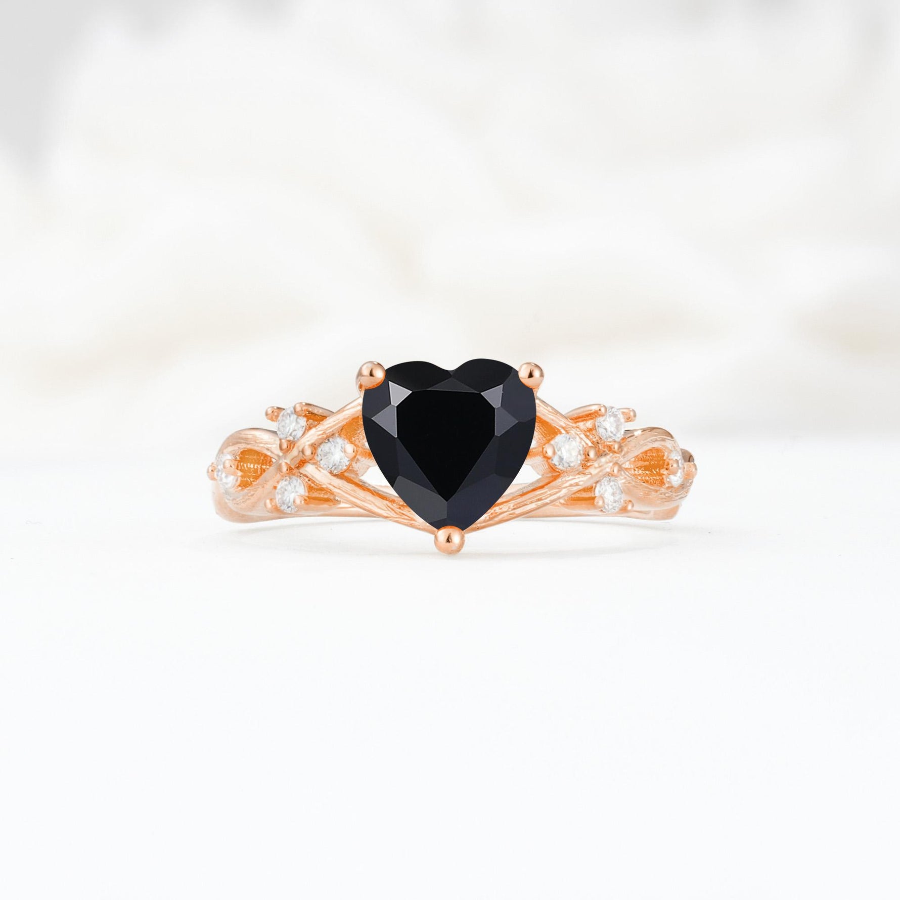 Celtic Knot Heart Shaped Black Onyx Engagement Ring - Additional view