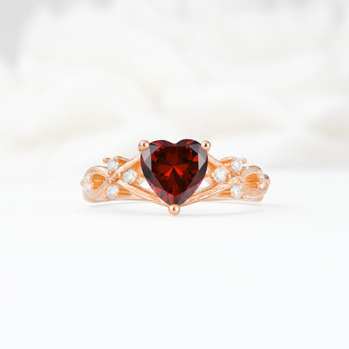 Celtic Knot Heart Shaped Garnet Engagement Ring - Additional view