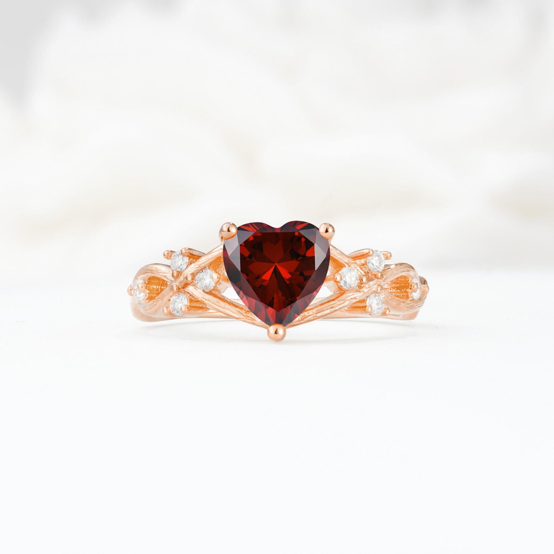 Celtic Knot Heart Shaped Garnet Engagement Ring - Additional view