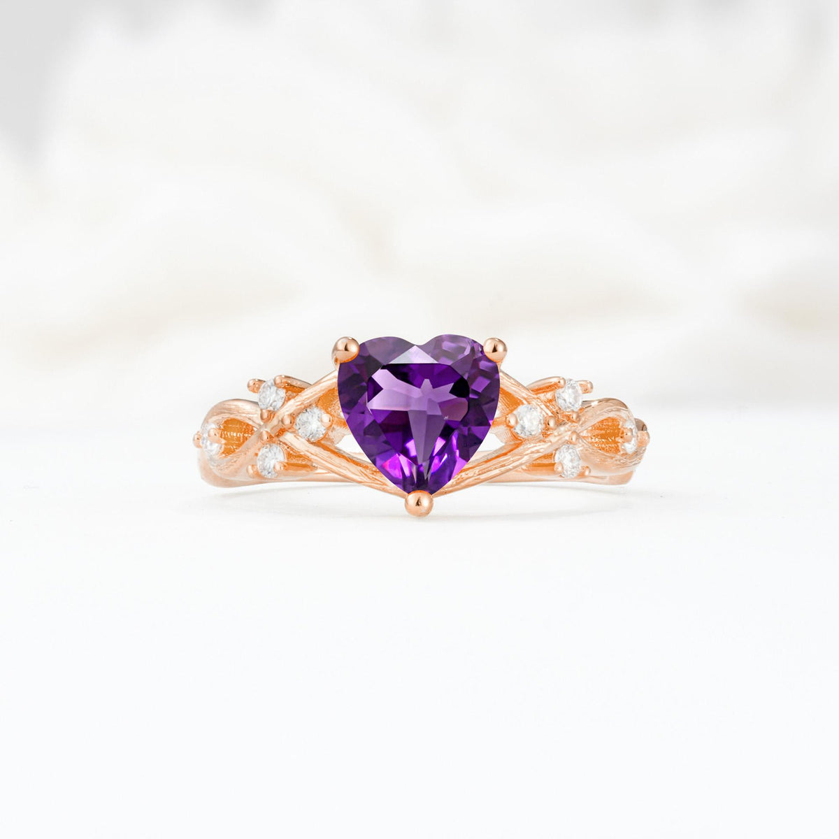 Celtic Knot Heart Shaped Amethyst Engagement Ring - Additional view