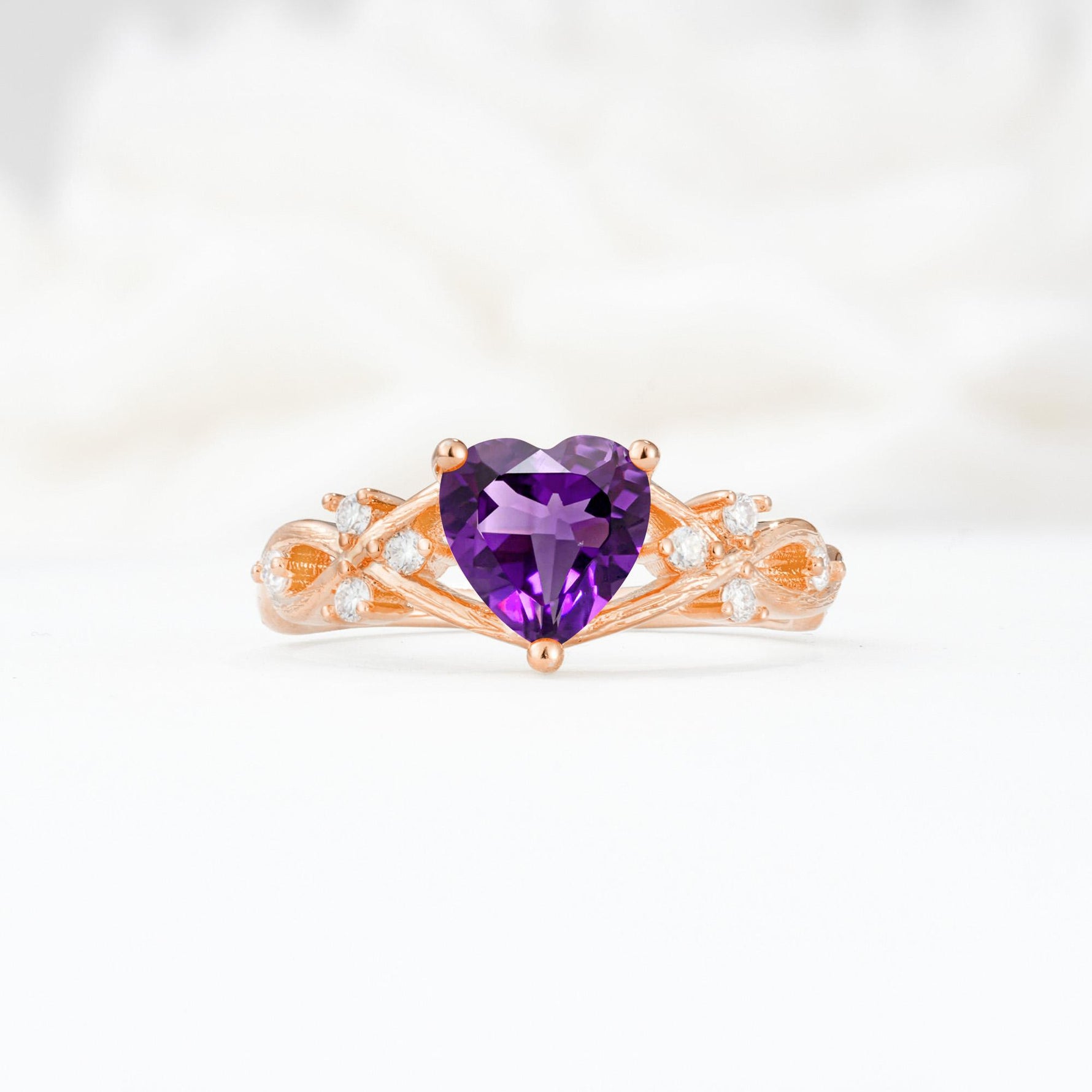Celtic Knot Heart Shaped Amethyst Engagement Ring - Additional view