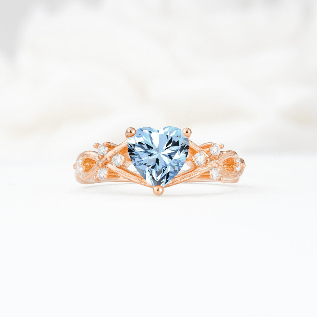 Celtic Knot Heart Shaped Aquamarine Engagement Ring - Additional view
