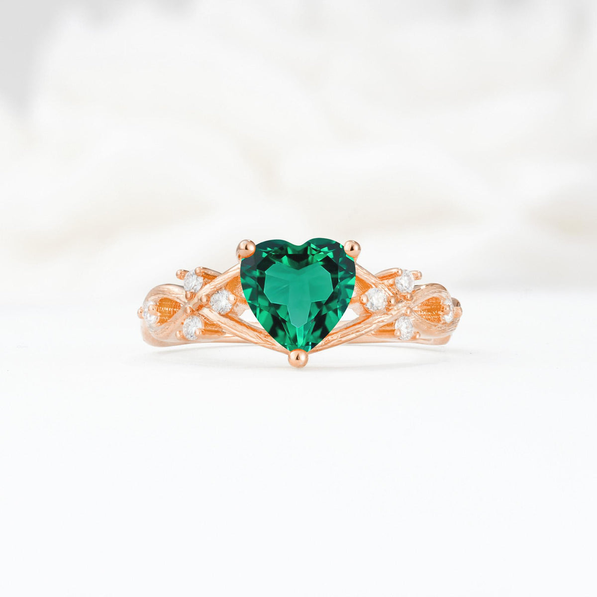 Celtic Knot Heart Shaped Emerald Engagement Ring - Additional view