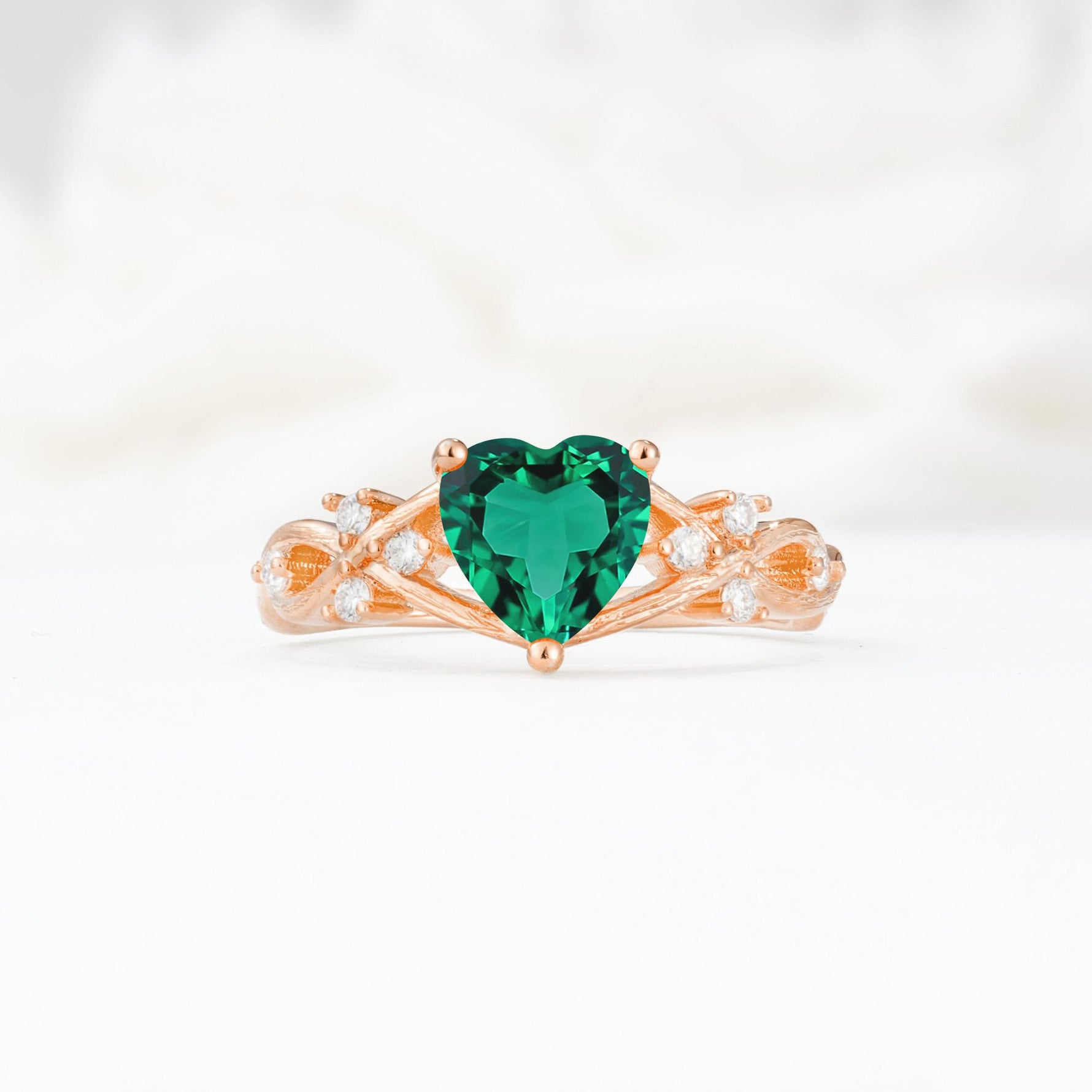 Celtic Knot Heart Shaped Emerald Engagement Ring - Additional view