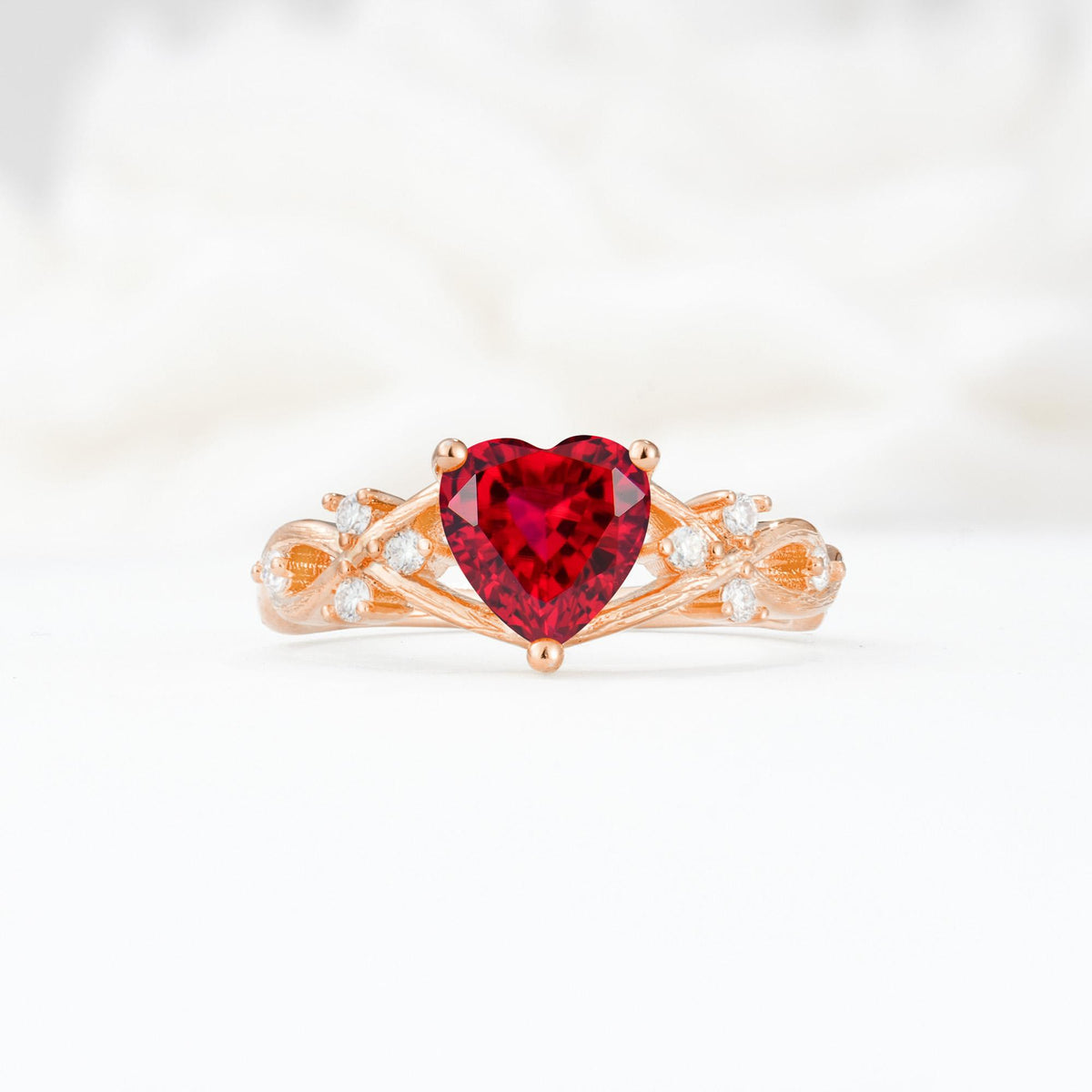 Celtic Knot Heart Shaped Ruby Engagement Ring - Additional view