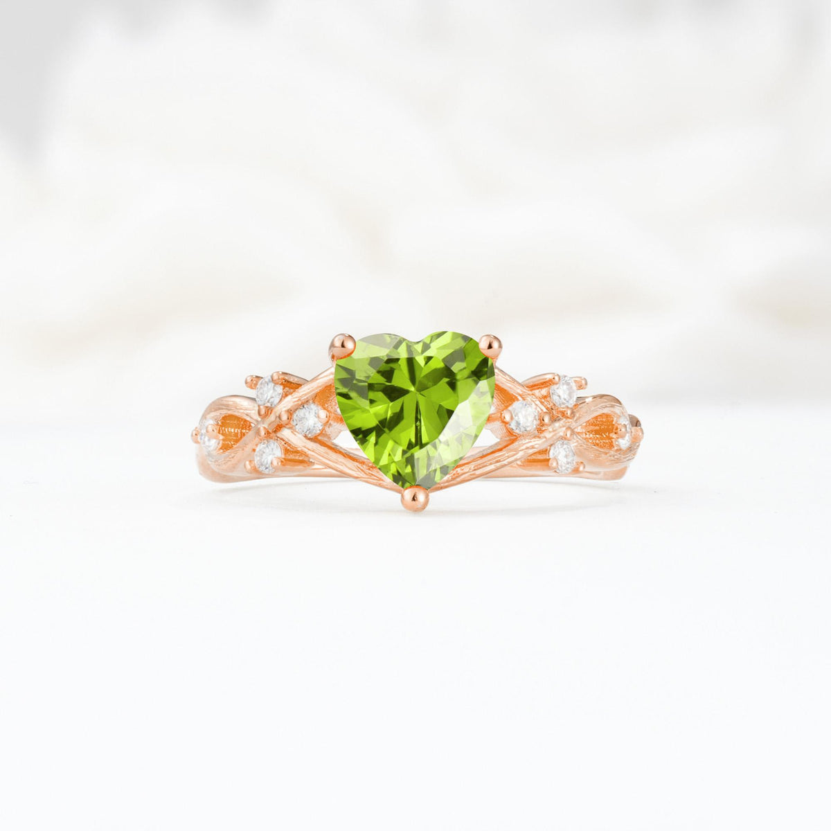 Celtic Knot Heart Shaped Peridot Engagement Ring - Additional view