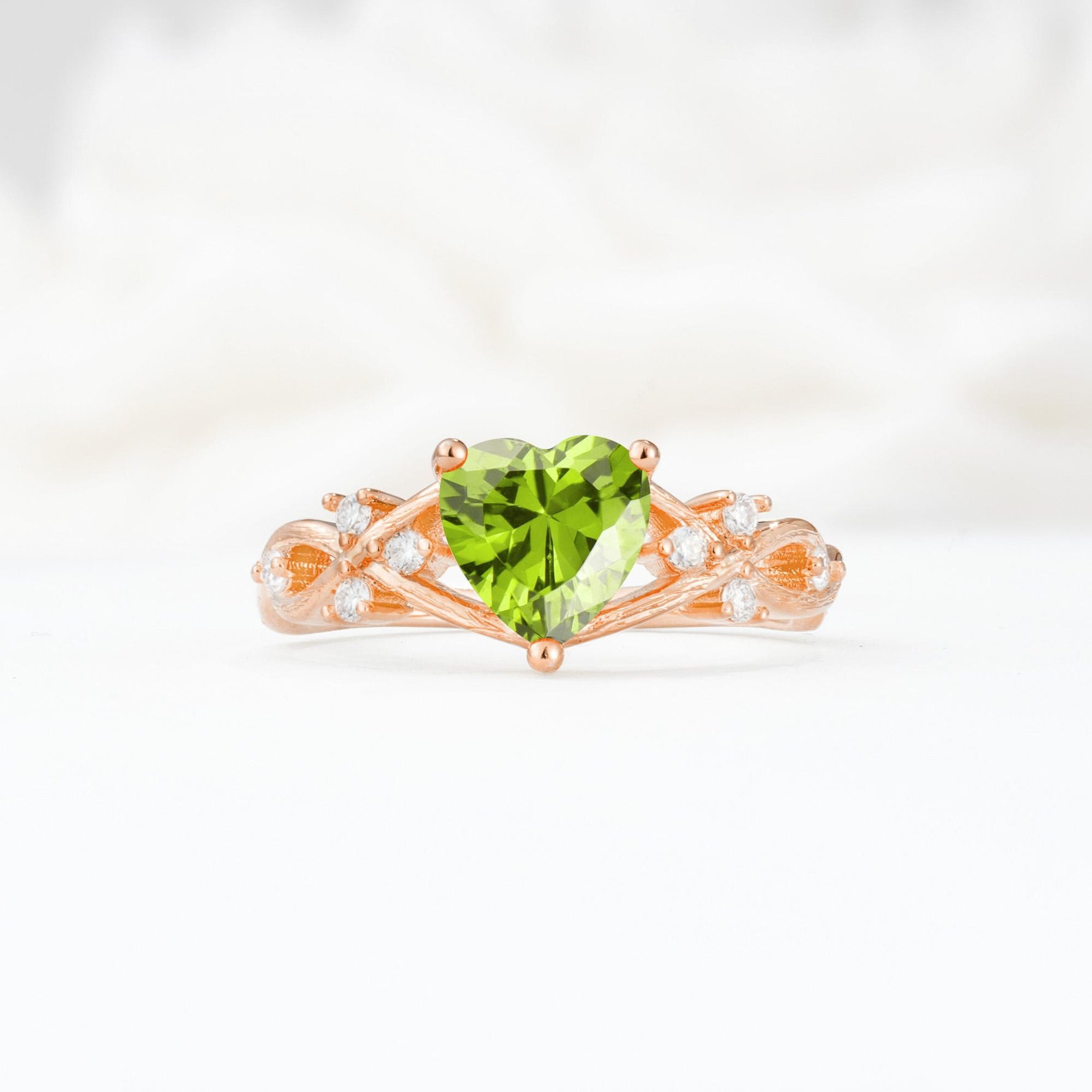 Celtic Knot Heart Shaped Peridot Engagement Ring - Additional view