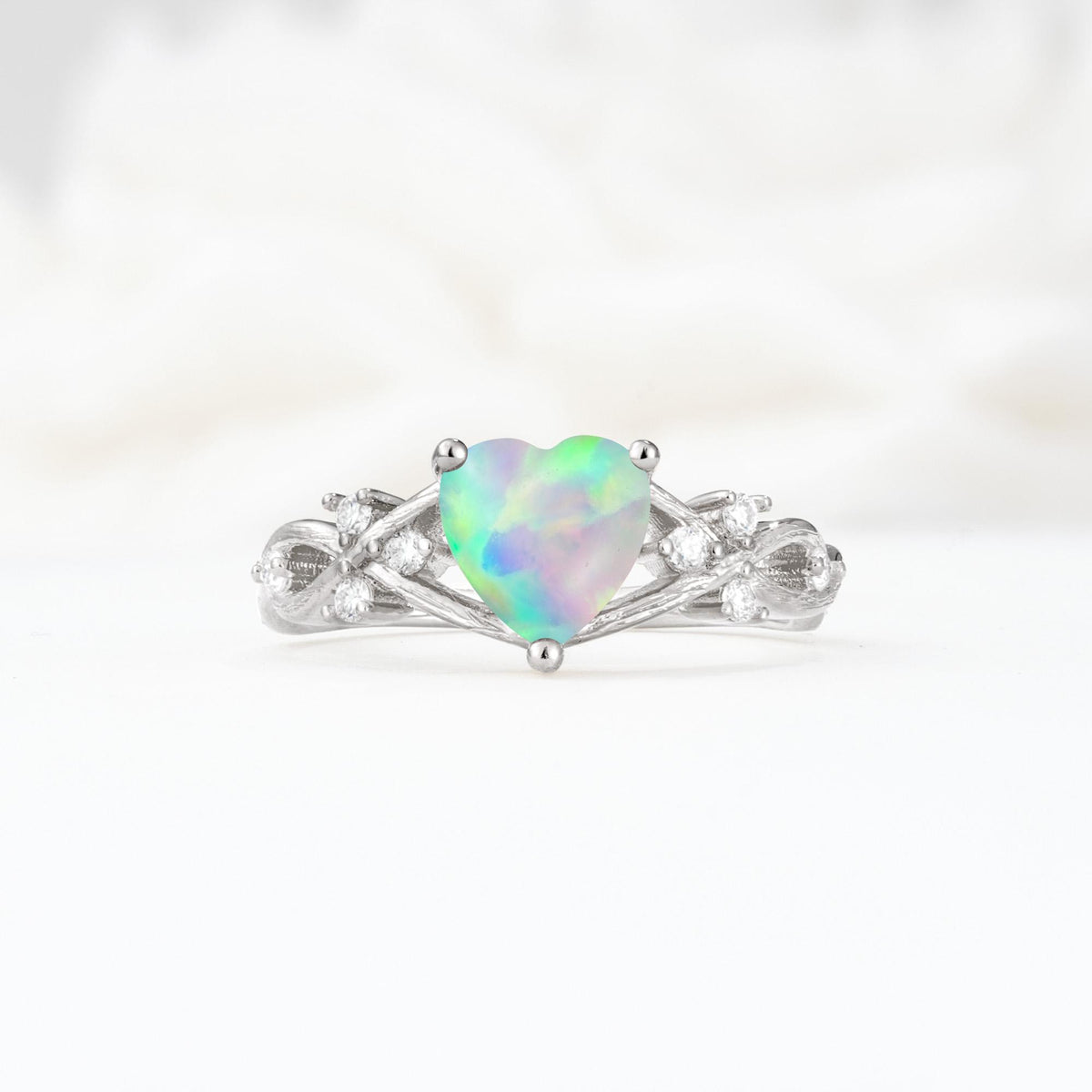 Celtic Knot Heart Shaped Fire Opal Engagement Ring - Additional view