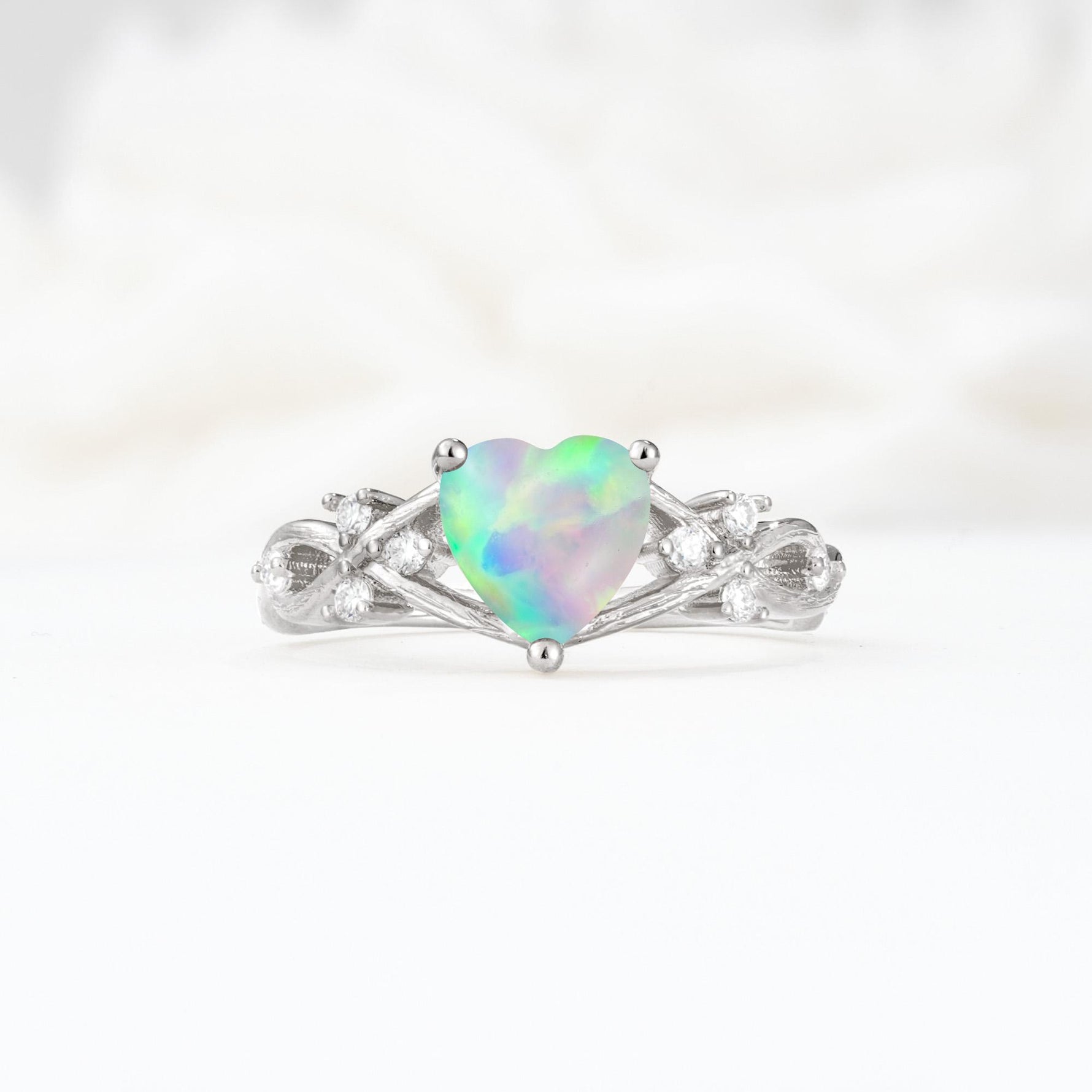 Celtic Knot Heart Shaped Fire Opal Engagement Ring - Additional view