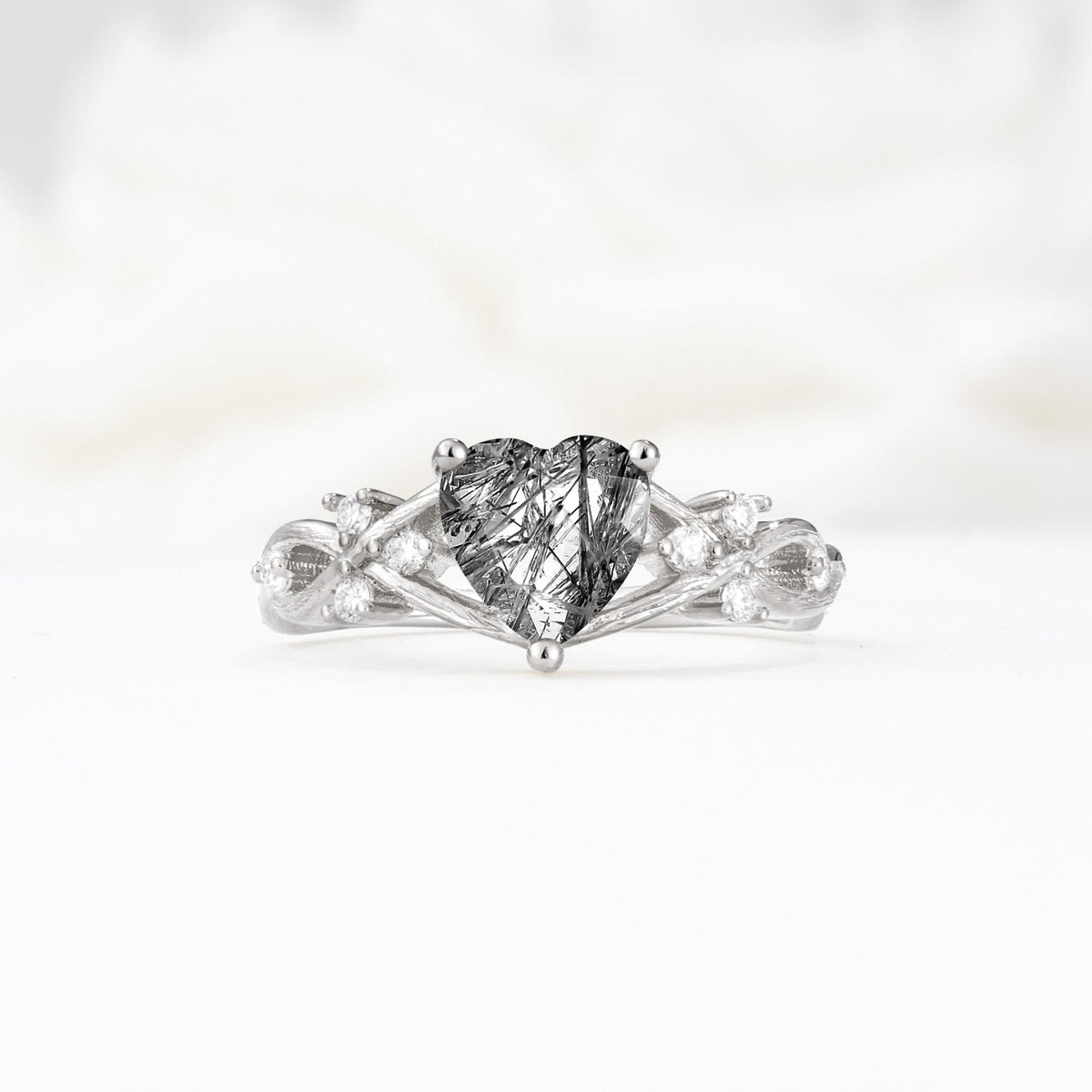 Celtic Knot Heart Shaped Black Rutilated Quartz Engagement Ring - Additional view