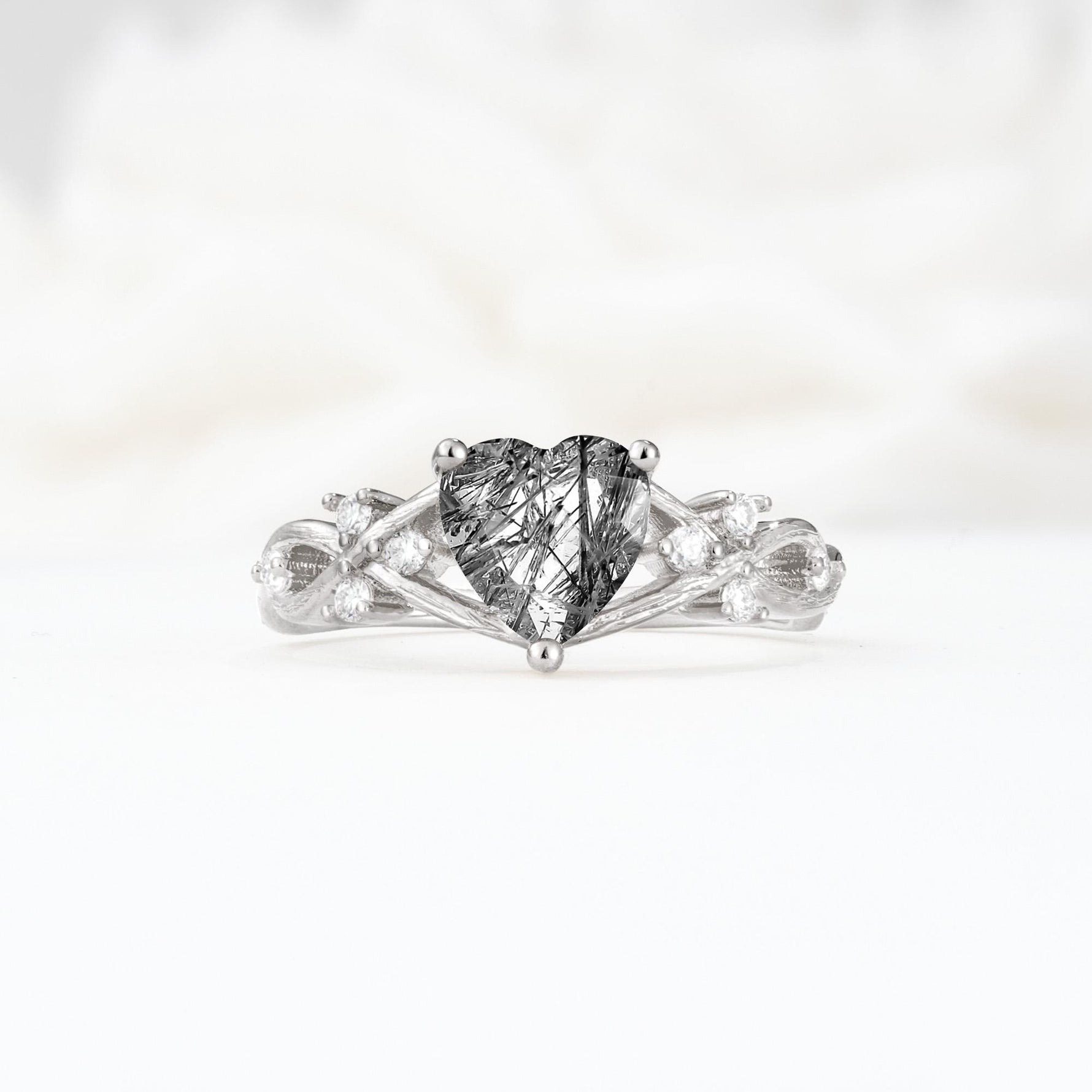 Celtic Knot Heart Shaped Black Rutilated Quartz Engagement Ring - Additional view