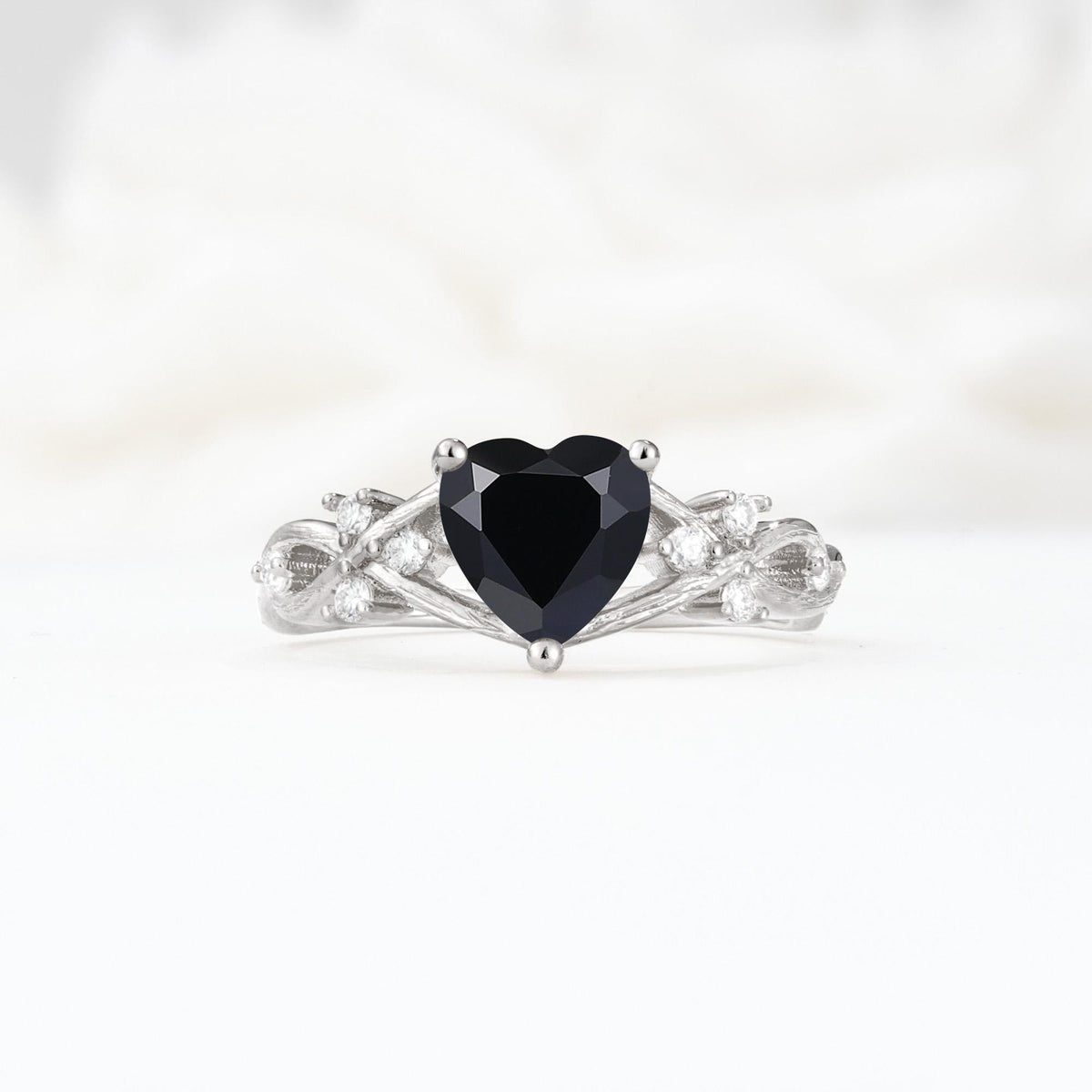 Celtic Knot Heart Shaped Black Onyx Engagement Ring - Additional view