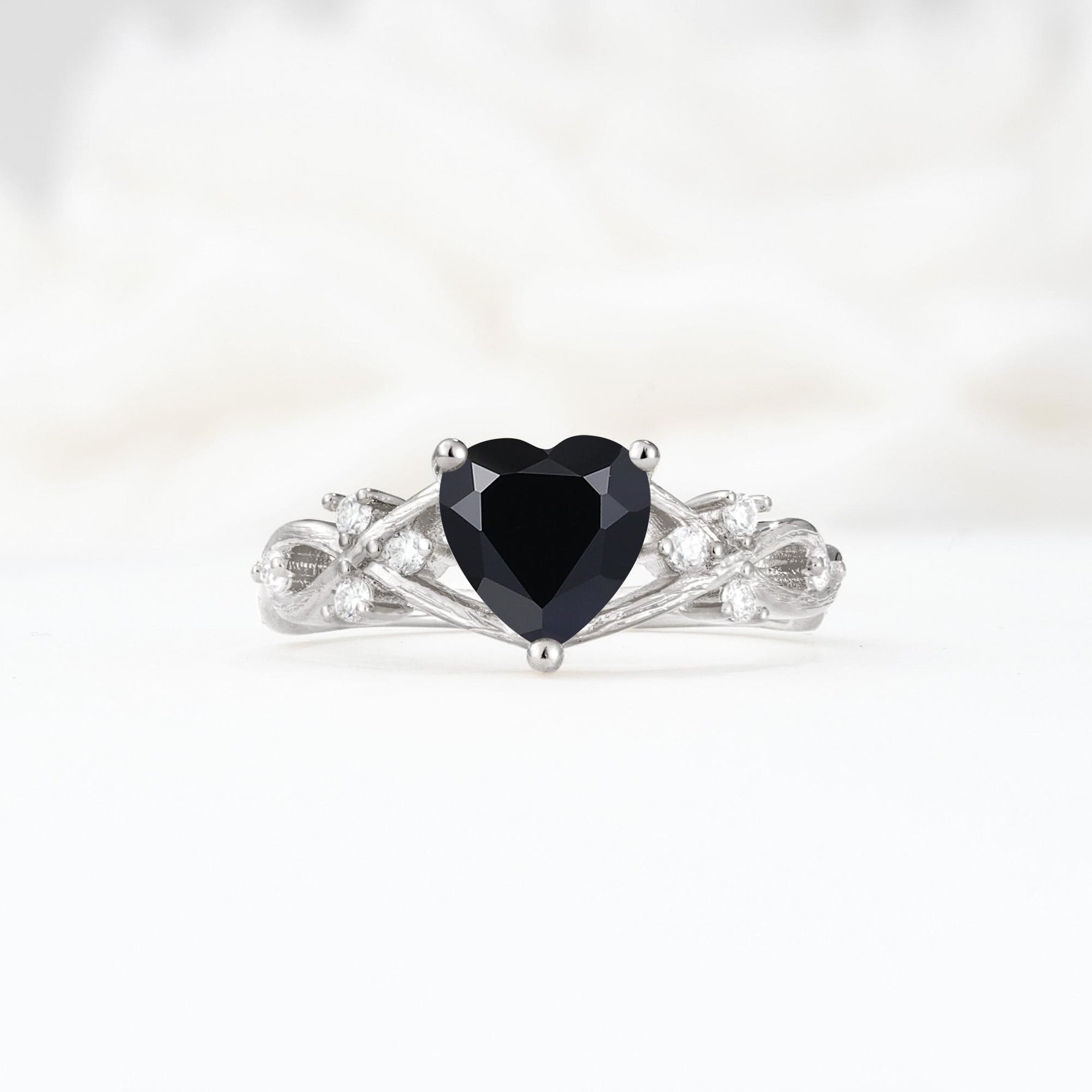 Celtic Knot Heart Shaped Black Onyx Engagement Ring - Additional view