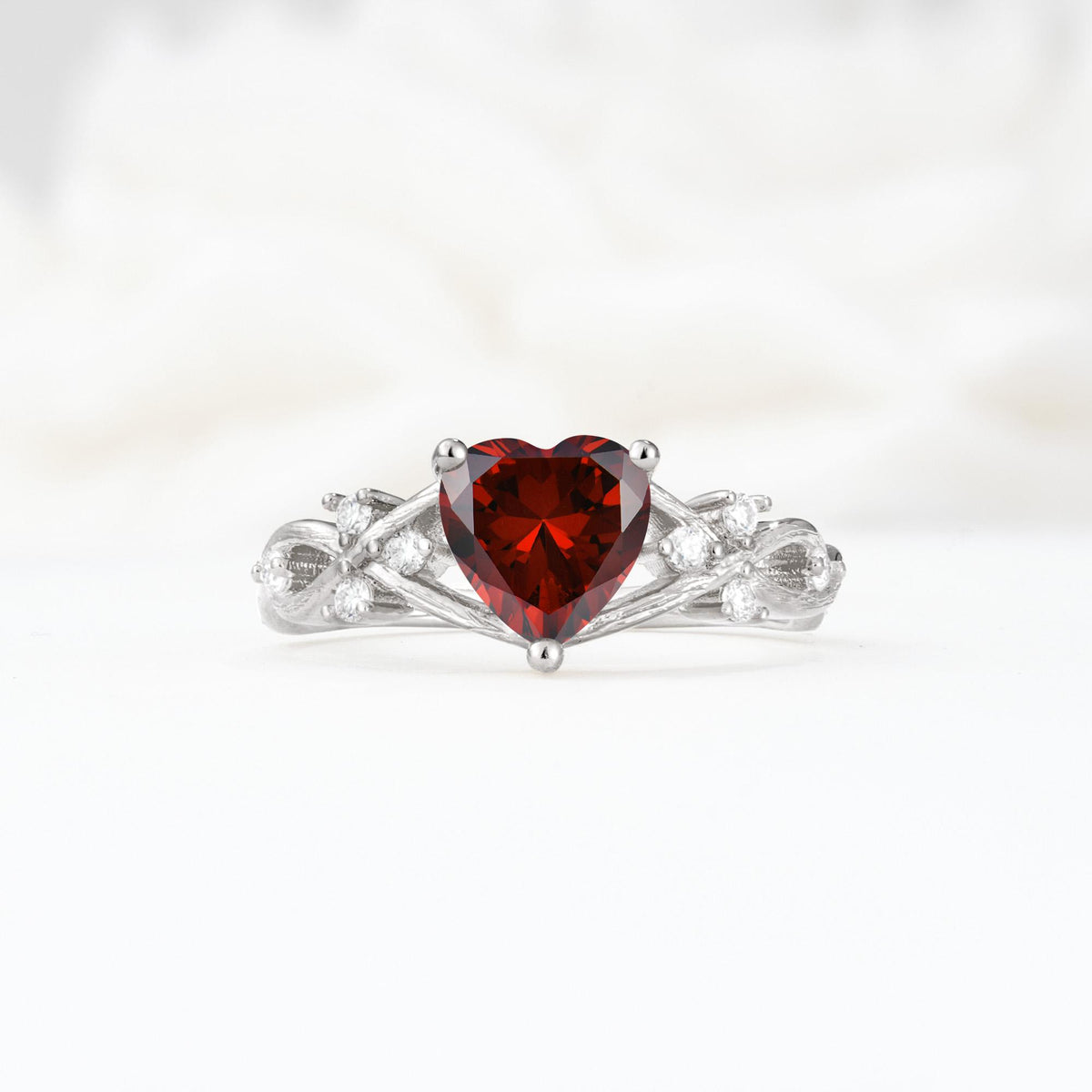 Celtic Knot Heart Shaped Garnet Engagement Ring - Additional view