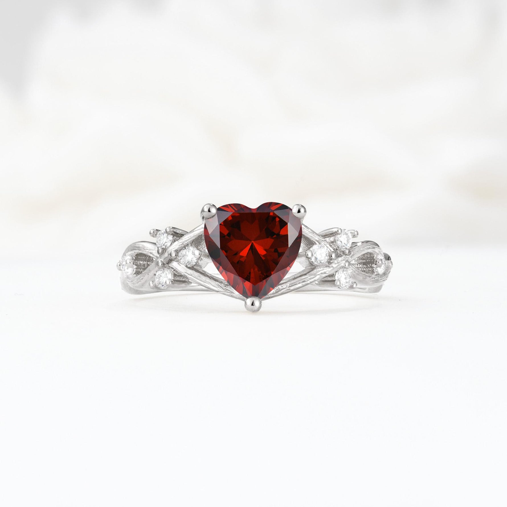 Celtic Knot Heart Shaped Garnet Engagement Ring - Additional view