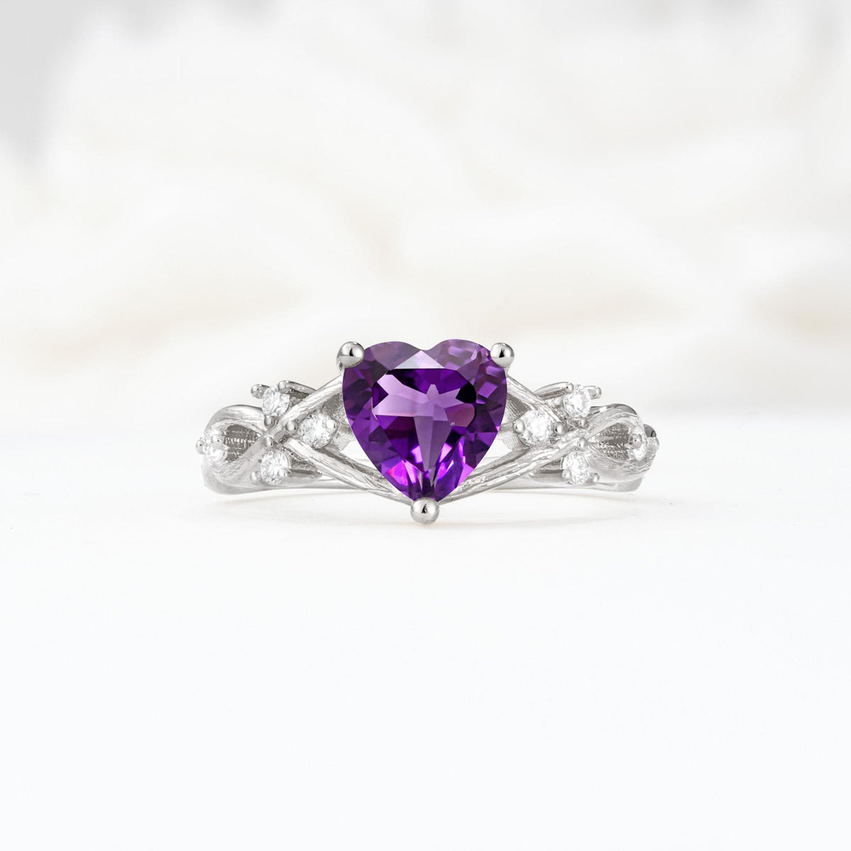 Celtic Knot Heart Shaped Amethyst Engagement Ring - Additional view