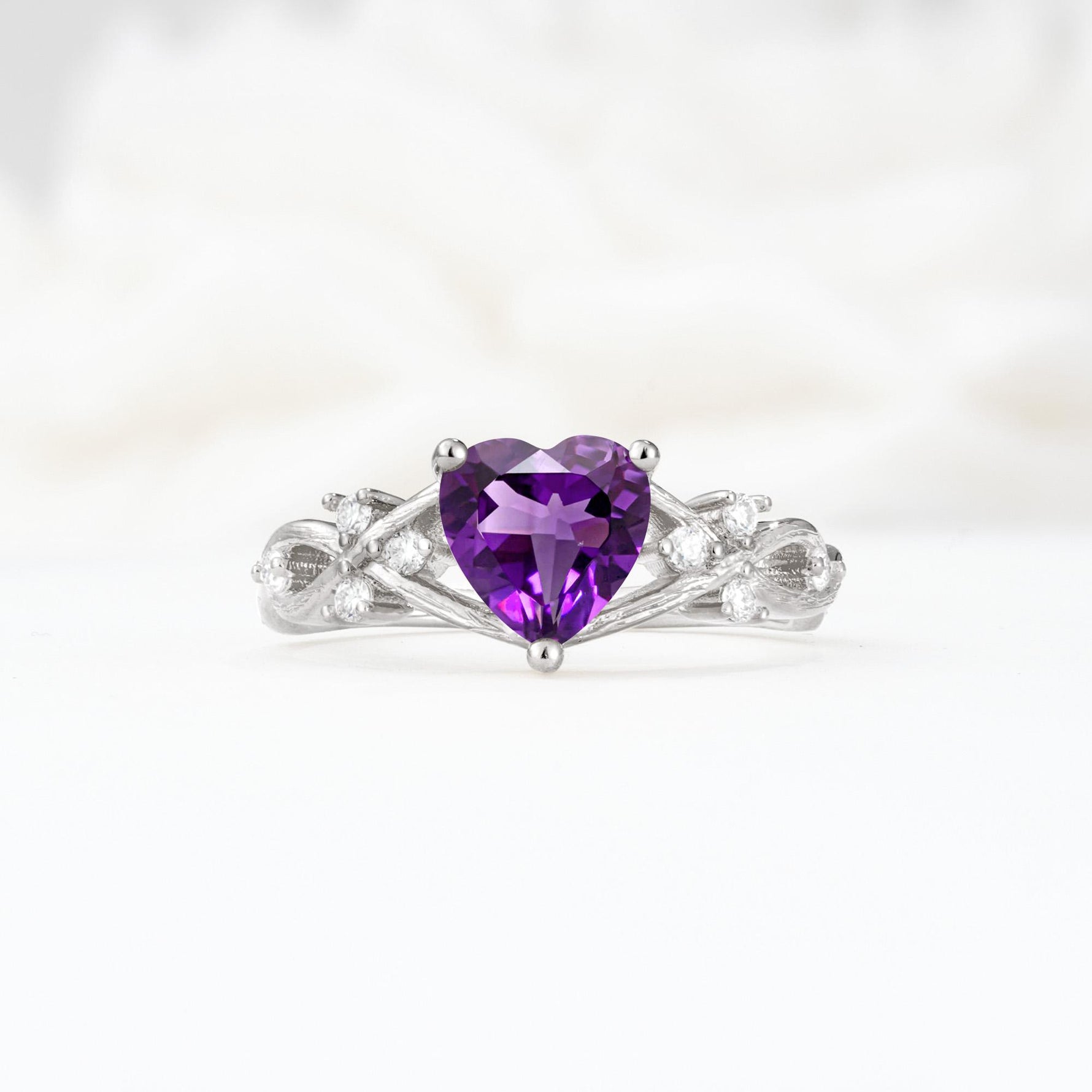 Celtic Knot Heart Shaped Amethyst Engagement Ring - Additional view