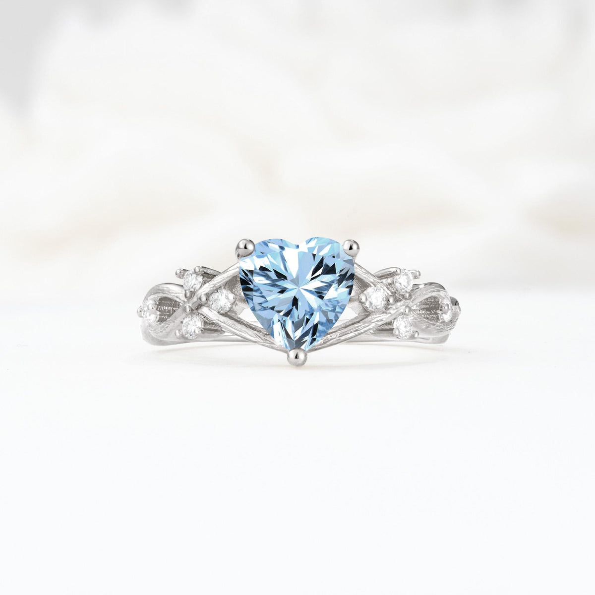 Celtic Knot Heart Shaped Aquamarine Engagement Ring - Additional view