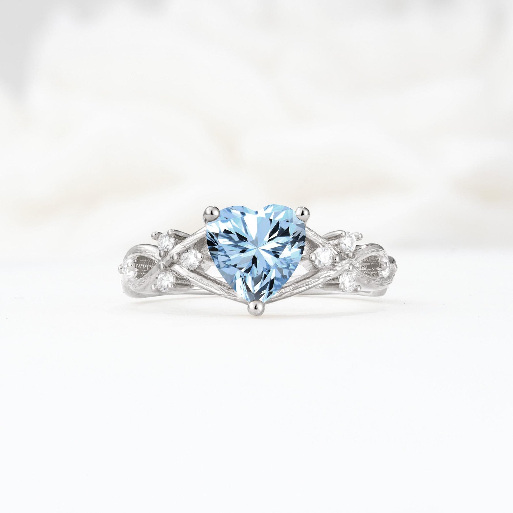 Celtic Knot Heart Shaped Aquamarine Engagement Ring - Additional view