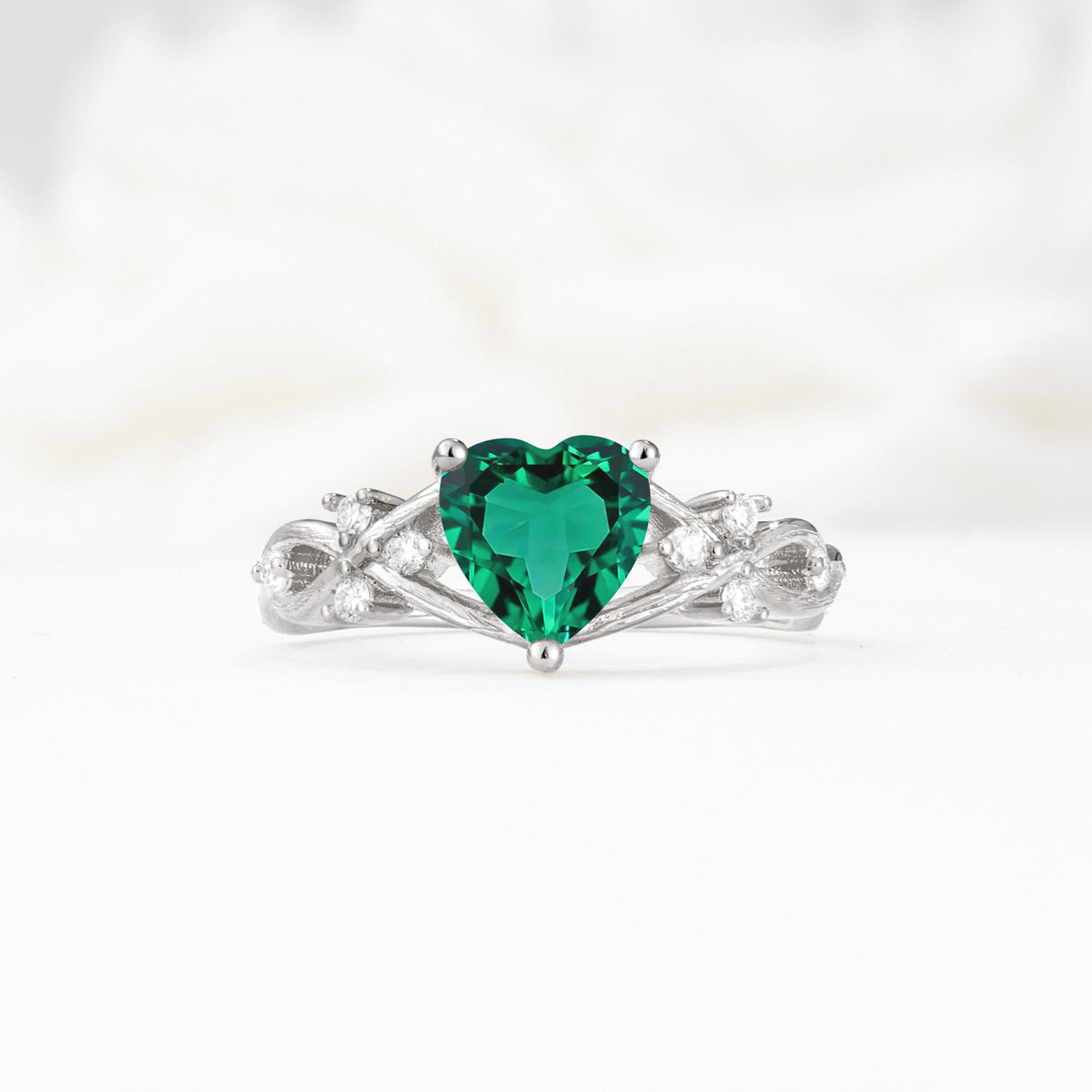 Celtic Knot Heart Shaped Emerald Engagement Ring - Additional view