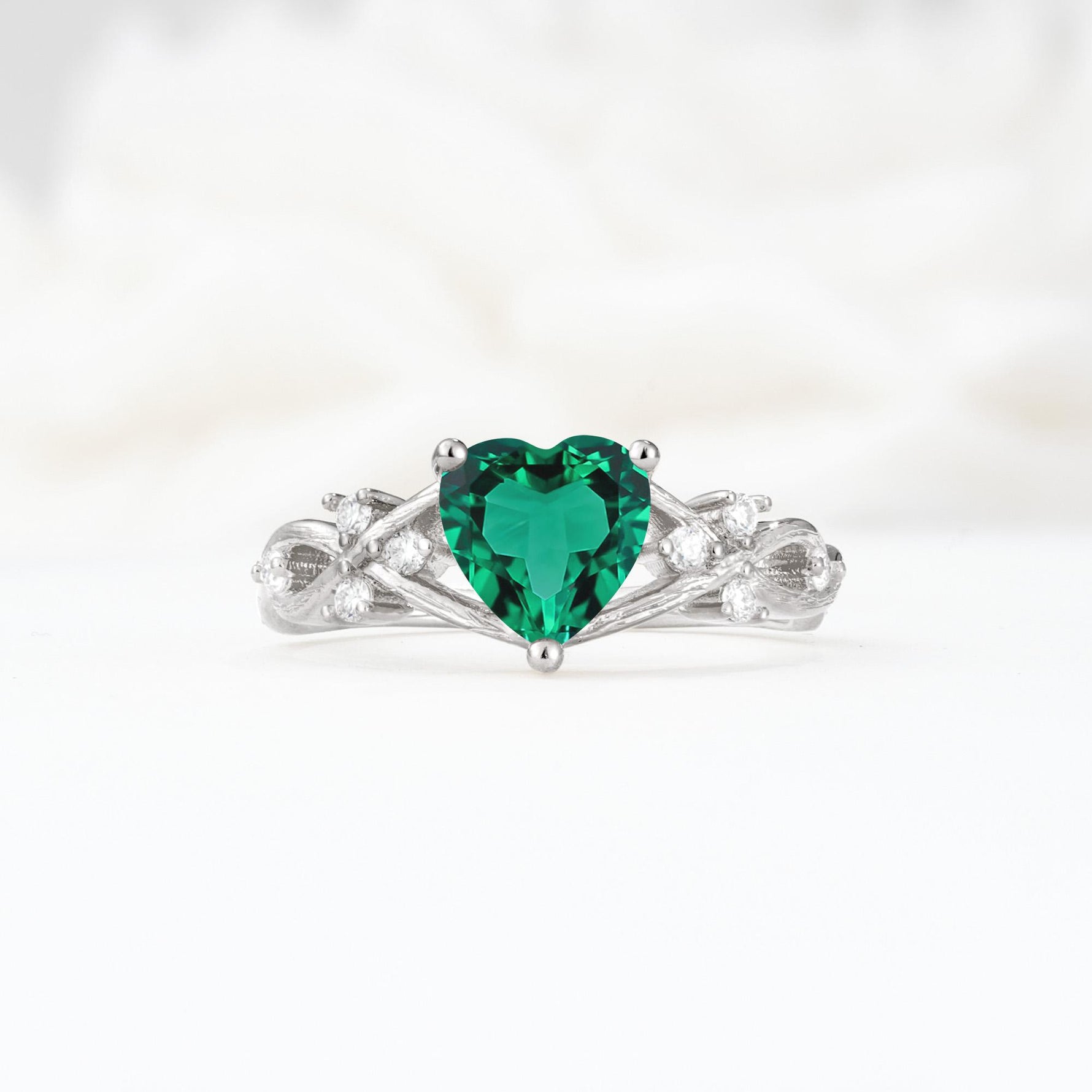 Celtic Knot Heart Shaped Emerald Engagement Ring - Additional view