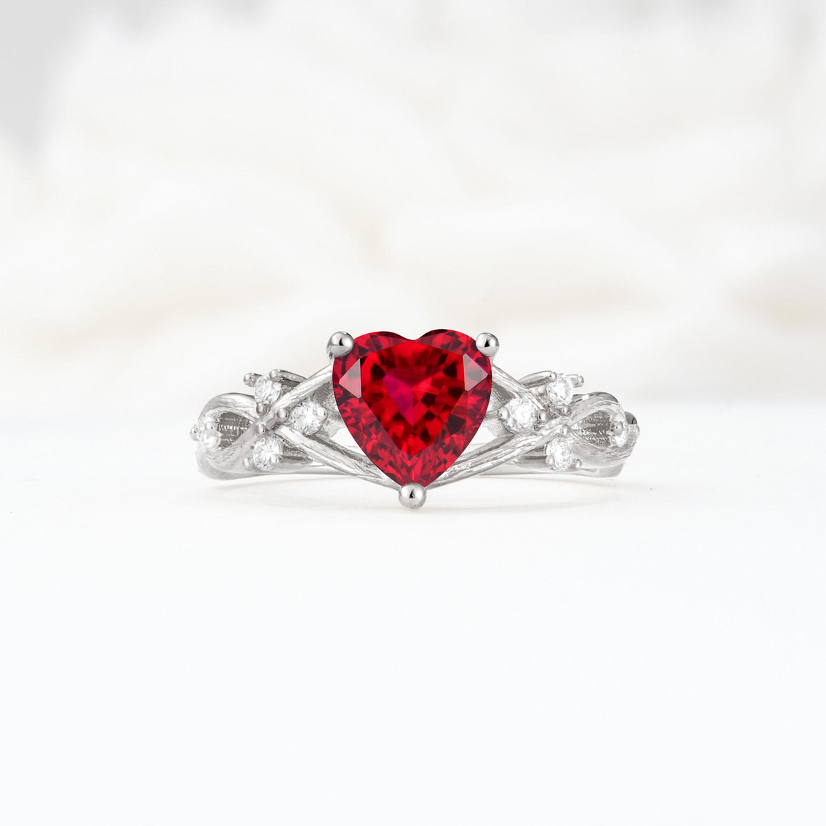 Celtic Knot Heart Shaped Ruby Engagement Ring - Additional view